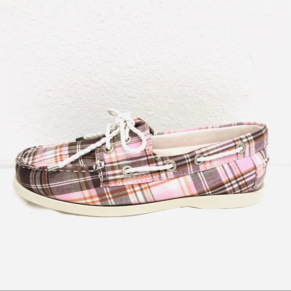 NEW Sebago Seashore Two-Eye Boat Shoe, Pink Plaid - Picture 4 of 8